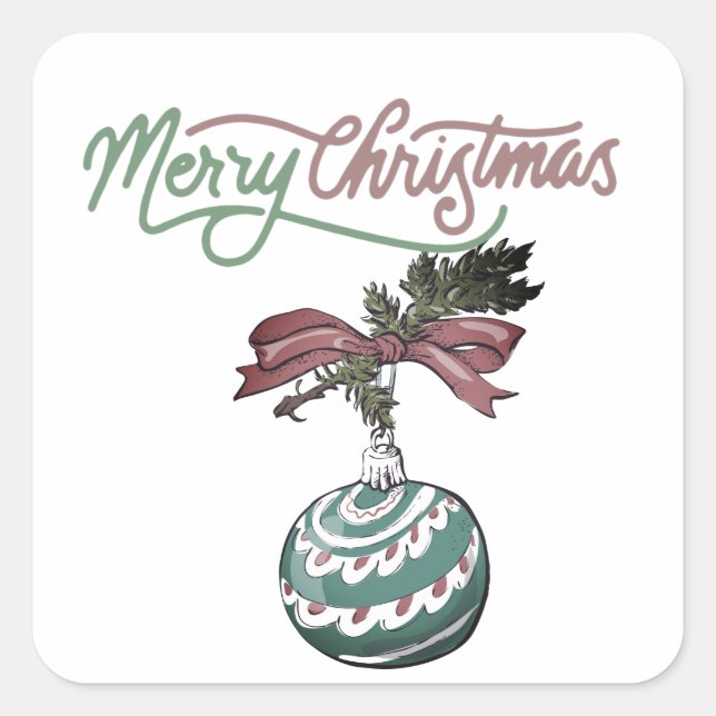Pegatina Cuadrada Colorido bauble navideño (Anverso)