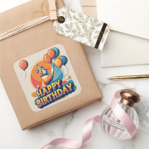 Pegatina Cuadrada Colorido gato abisino