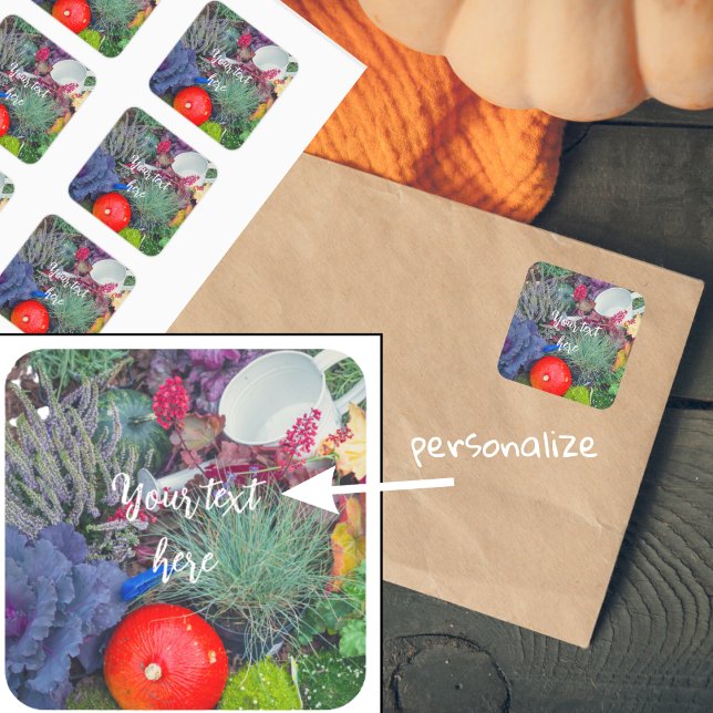 Pegatina Cuadrada Colorido jardín rústico de otoño (Subido por el creador)