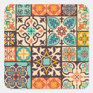 Pegatina Cuadrada Colorido mosaico de motivos islámicos