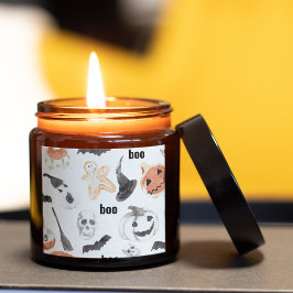 Pegatina Cuadrada Colorido patrón de miedo de Halloween |Feliz Hallo