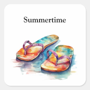 Pegatina Cuadrada coloridos flops de labios acuáticos personalizable