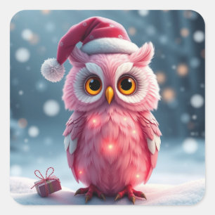 Pegatina Cuadrada Coloridos Navidades festivos Pegatinas de lechuza