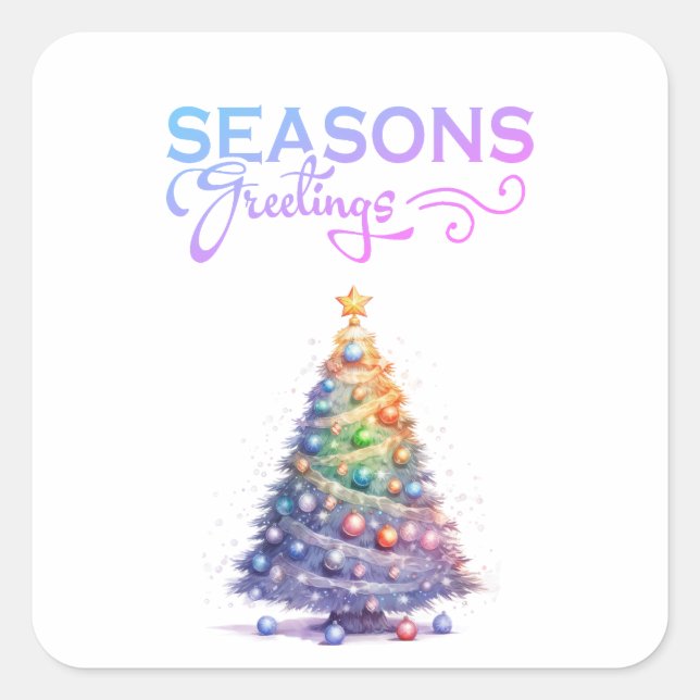 Pegatina Cuadrada Coloridos saludos de temporada (Anverso)