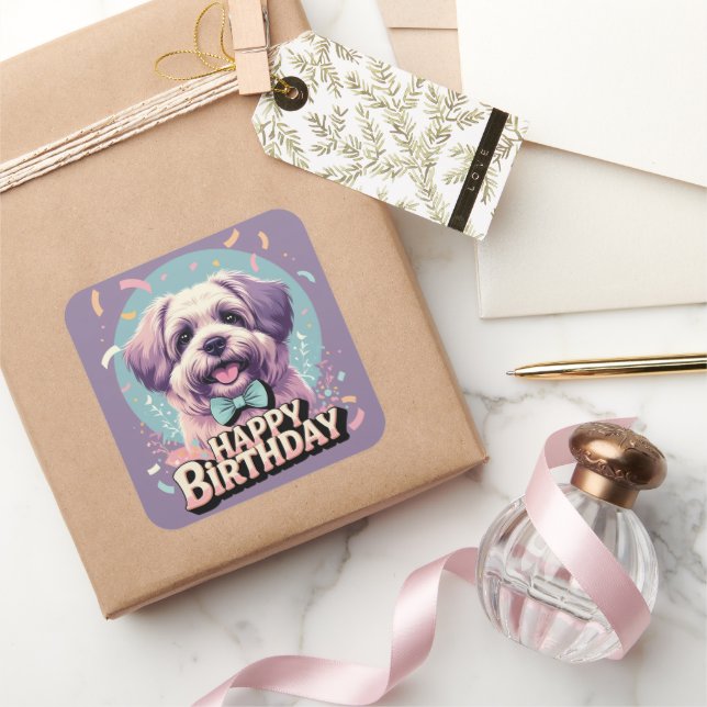 Pegatina Cuadrada Coloroso perro Bouvier des Flandres (Regalar)