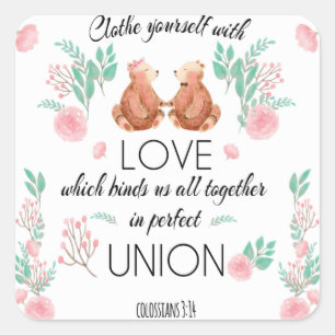 Pegatina Cuadrada Colosales 3:14 Vestirse con amor