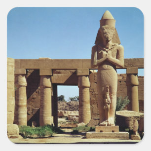 Pegatina Cuadrada Coloso de Ramsés II: estatua en pie de
