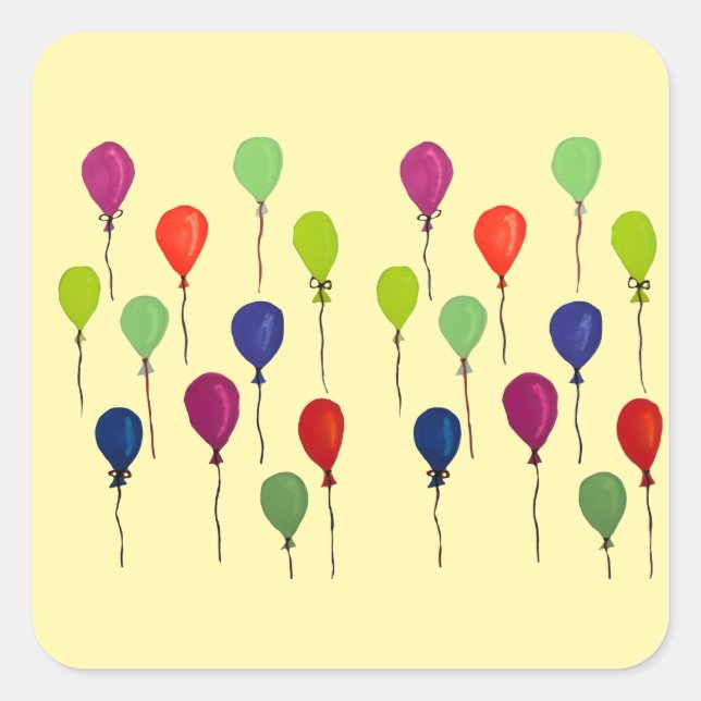 Pegatina Cuadrada Colourful party balloons (Anverso)
