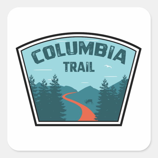 Pegatina Cuadrada Columbia Trail New Jersey (Anverso)
