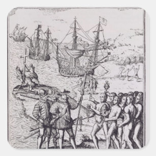 Pegatina Cuadrada Columbus en La Española 2