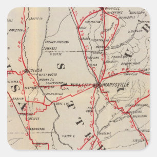 Pegatina Cuadrada Colusa, Yolo, Napa, Butte, Yuba, Sutter, Solano