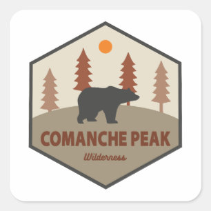 Pegatina Cuadrada Comanche Peak Wilderness Colorado Bear