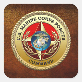 Pegatina Cuadrada Comando de las Fuerzas del Cuerpo de Marines de lo