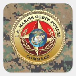 Pegatina Cuadrada Comando de las Fuerzas del Cuerpo de Marines de lo