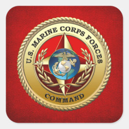 Pegatina Cuadrada Comando de las Fuerzas del Cuerpo de Marines de lo