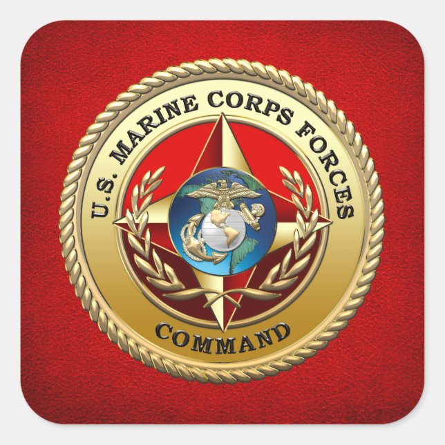Pegatina Cuadrada Comando de las Fuerzas del Cuerpo de Marines de lo (Anverso)