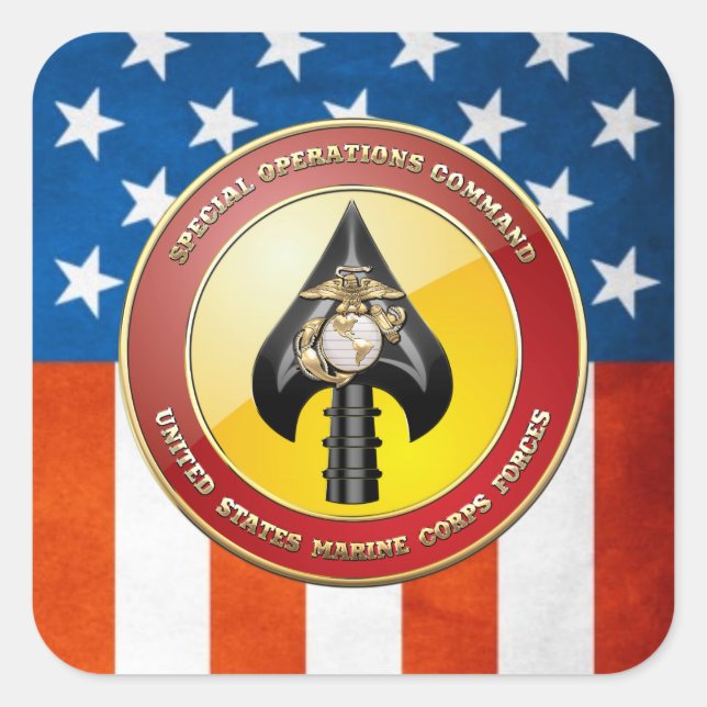 Pegatina Cuadrada Comando de Operaciones Especiales del USMC (MARSOC (Anverso)
