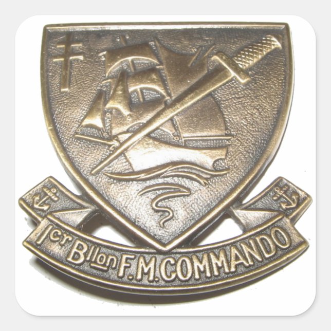 Pegatina Cuadrada Comando Kieffer - 1.o Insignia BFMC (Anverso)