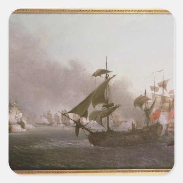 Pegatina Cuadrada Combate naval en la isla de Granada (Anverso)