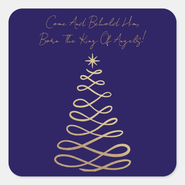 Pegatina Cuadrada Come And Behold Him | Christmas Square Stickers (Anverso)