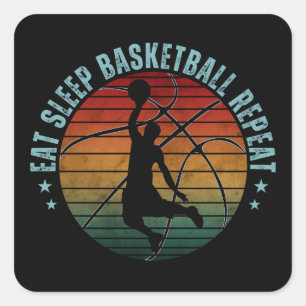 PEGATINA CUADRADA COME BALONCESTO DUERME REPITE