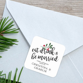 Pegatina Cuadrada Come Bebe & Estate Casado Personalizado