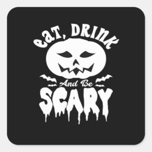 Pegatina Cuadrada Come Bebe Y Sé Espantoso Halloween Retro Clásico