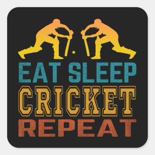 Pegatina Cuadrada Come Cricket Duerme Repite