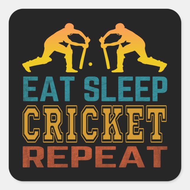 Pegatina Cuadrada Come Cricket Duerme Repite (Anverso)