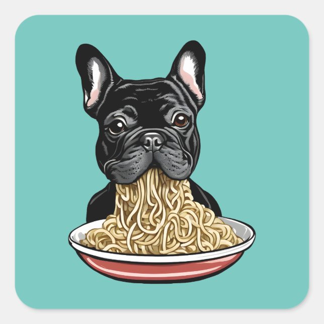 Pegatina Cuadrada Comedor de fideos (Anverso)