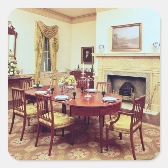 Pegatina Cuadrada Comedor del Salón Blanco, cerca de Charleston (Anverso)
