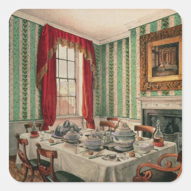 Pegatina Cuadrada Comedor en York, 1838 (Anverso)