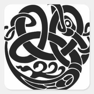 Pegatina Cuadrada comedor Jormungandr del mundo de la serpiente del