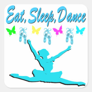 PEGATINA CUADRADA COMER, DORMIR, BAILAR DISEÑO BALLERINA