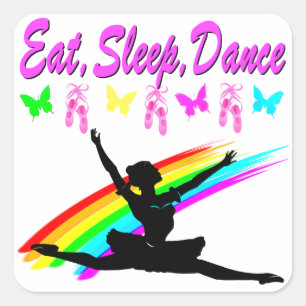 PEGATINA CUADRADA COMER, DORMIR, BAILAR DISEÑO BALLERINA