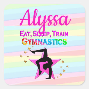 PEGATINA CUADRADA COMER, DORMIR, GIMNASTICA DE TREN