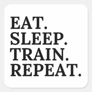 Pegatina Cuadrada Comer, dormir, tren, repetir