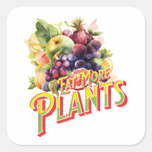 Pegatina Cuadrada Comer más plantas
