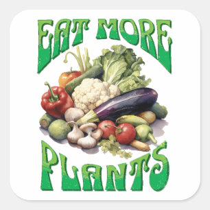 Pegatina Cuadrada Comer más plantas vegetarianas