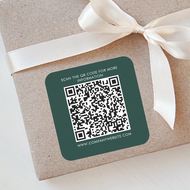 Pegatina Cuadrada Comercialización de promoción de código QR para em (Business QR Code Green Square Sticker)