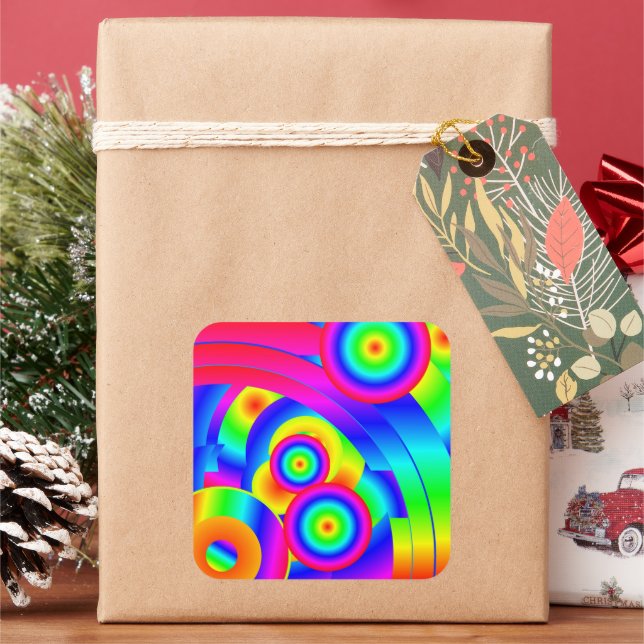 Pegatina Cuadrada Cometa abstracta (Vacaciones)