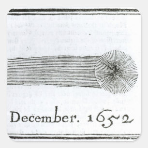 Pegatina Cuadrada Cometa de Charles, diciembre de 1652