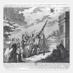 Pegatina Cuadrada Cometa de Halley observada en 1759 por Cassini III