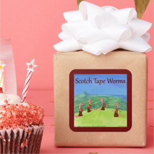 Pegatina Cuadrada Cómic De Rick London Funny Worms Of Scotland