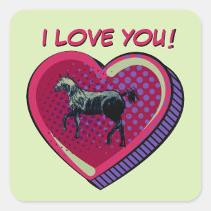 PEGATINA CUADRADA COMIC HORSE HEART