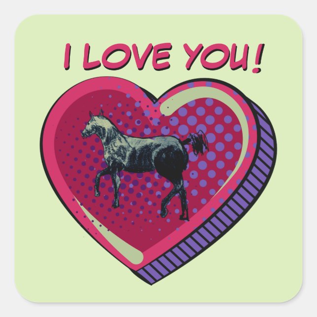 PEGATINA CUADRADA COMIC HORSE HEART (Anverso)