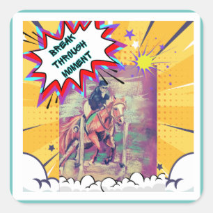 Pegatina Cuadrada cómico de salto de amapola