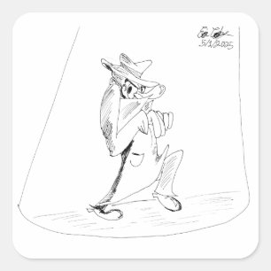 Pegatina Cuadrada Cómics de Erica Crooks - hombre villano furtivo