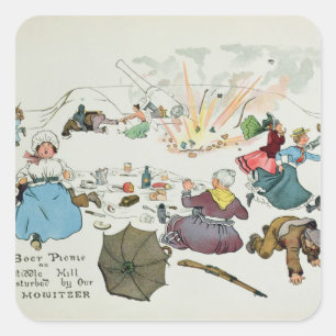 Pegatina Cuadrada Comida campestre del Boer en la colina media