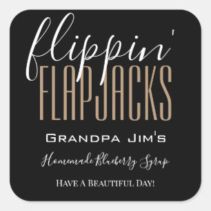 Pegatina Cuadrada Comida casera personalizada "Flippin Flapjacks"